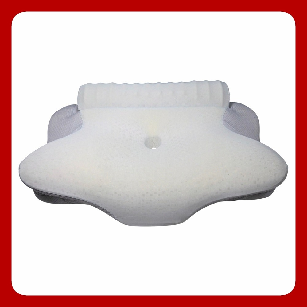 Onesmile Cervical Memory Foam Pillow Ergonomic Contour Neck Rest White Gray Bed